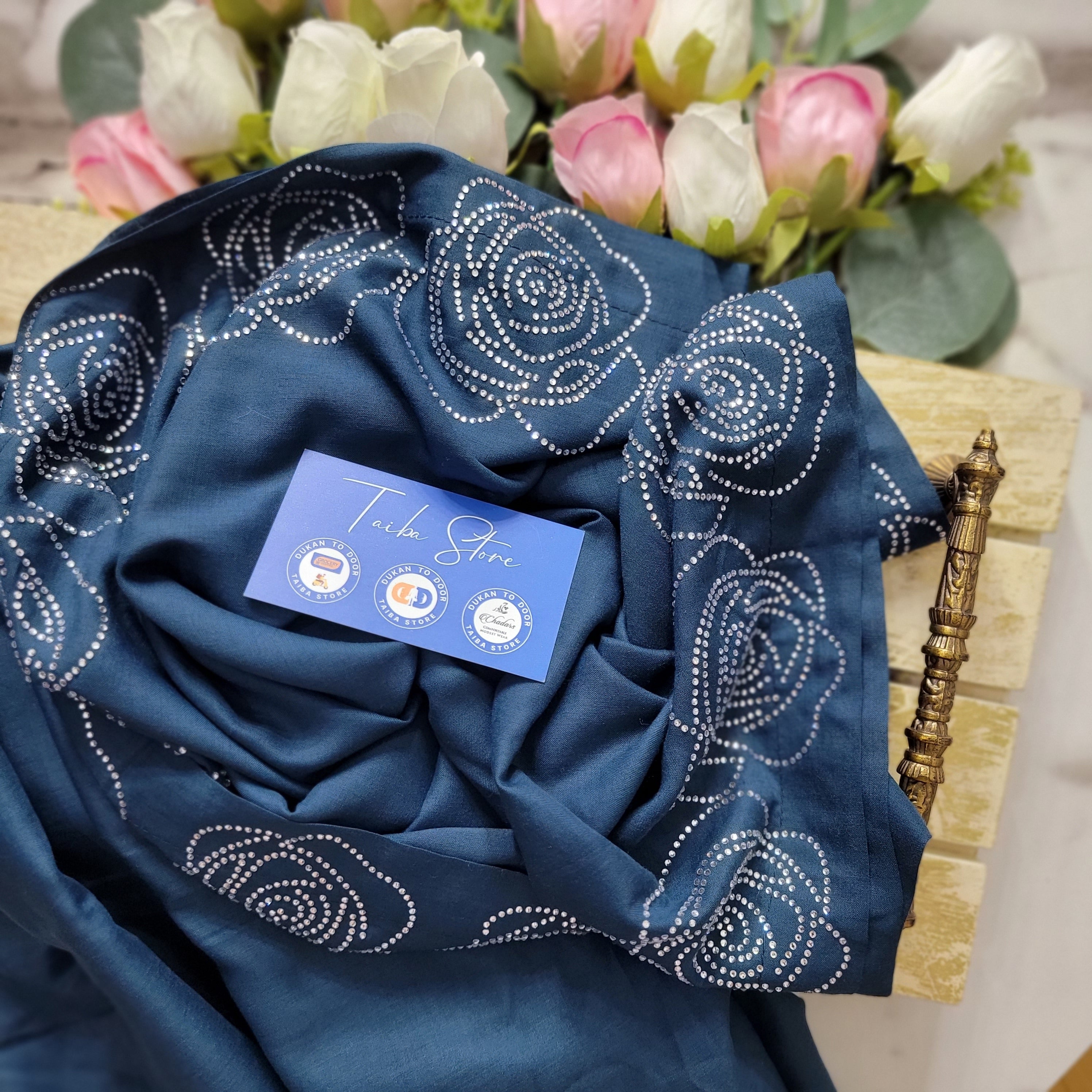 Rose Stone Work Chadar – Swiss Lawn Fabric