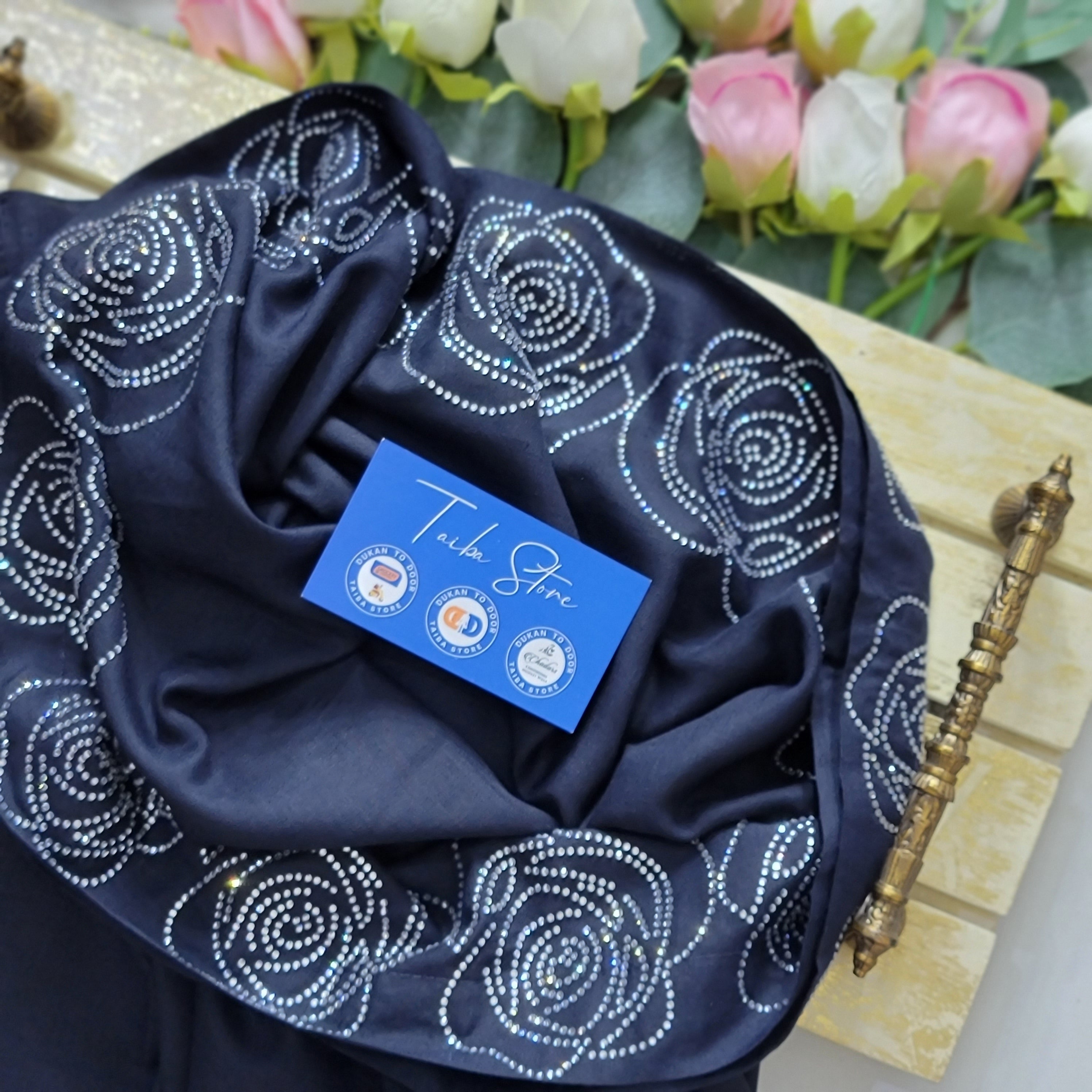 Rose Stone Work Chadar – Swiss Lawn Fabric