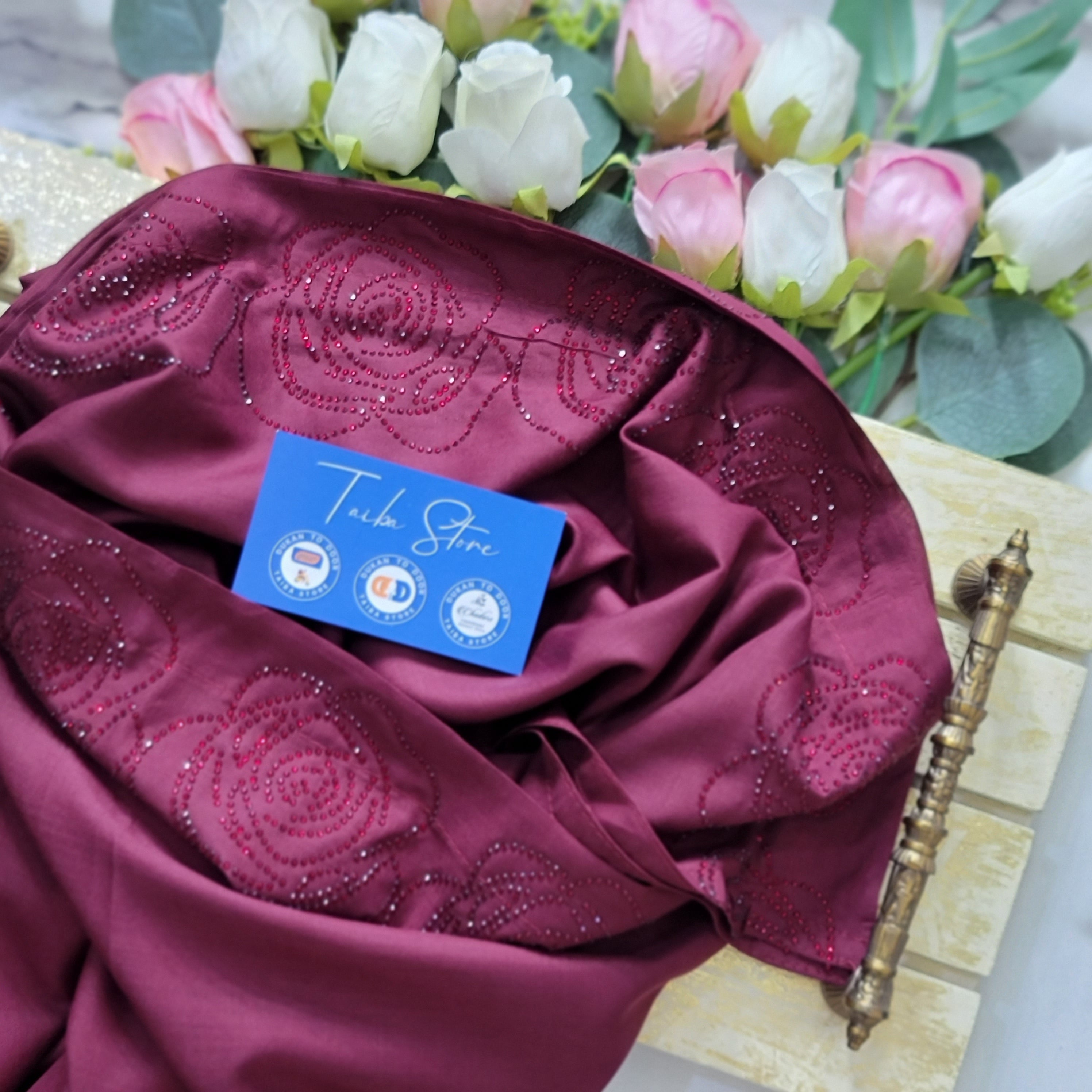 Rose Stone Work Chadar – Swiss Lawn Fabric