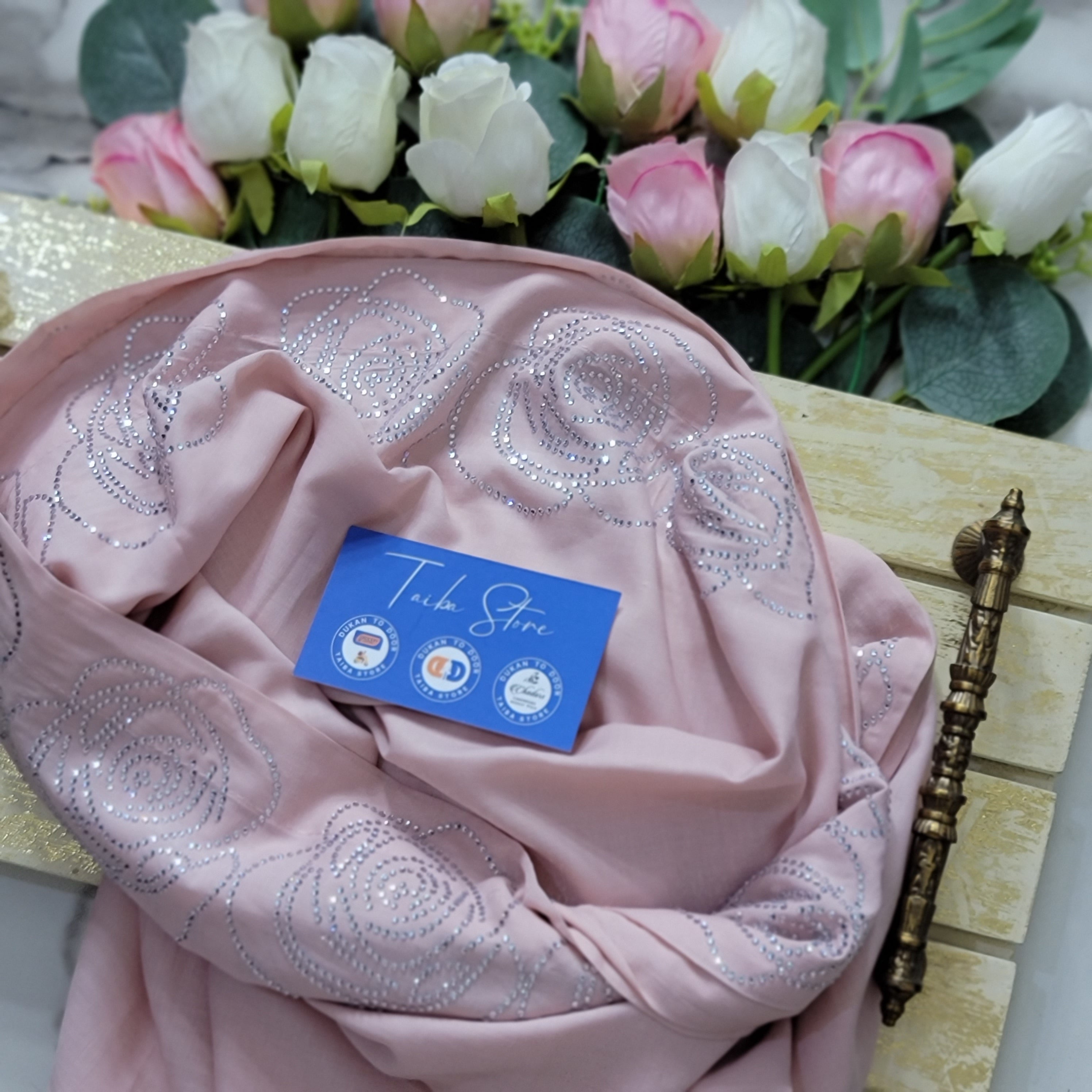 Rose Stone Work Chadar – Swiss Lawn Fabric