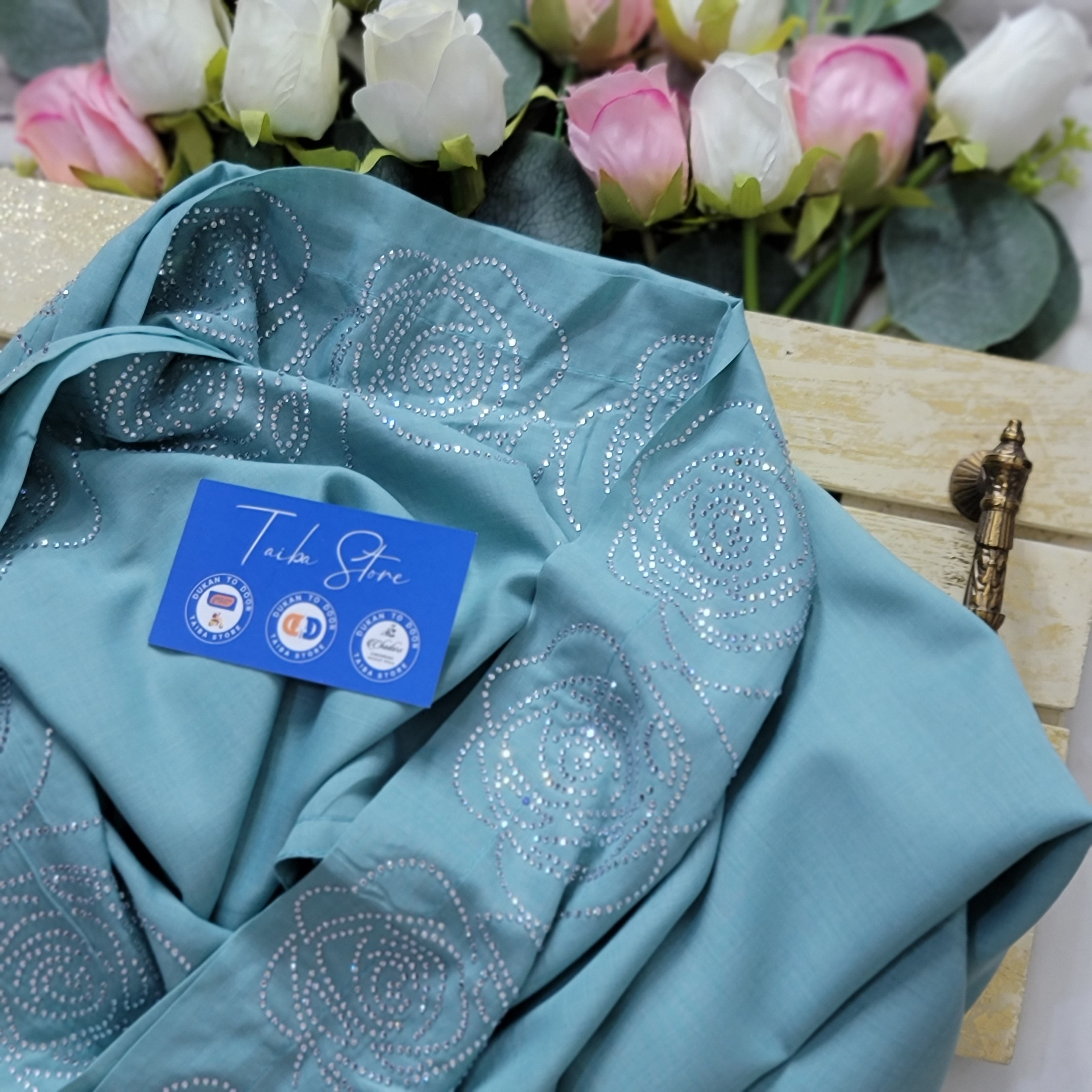 Rose Stone Work Chadar – Swiss Lawn Fabric