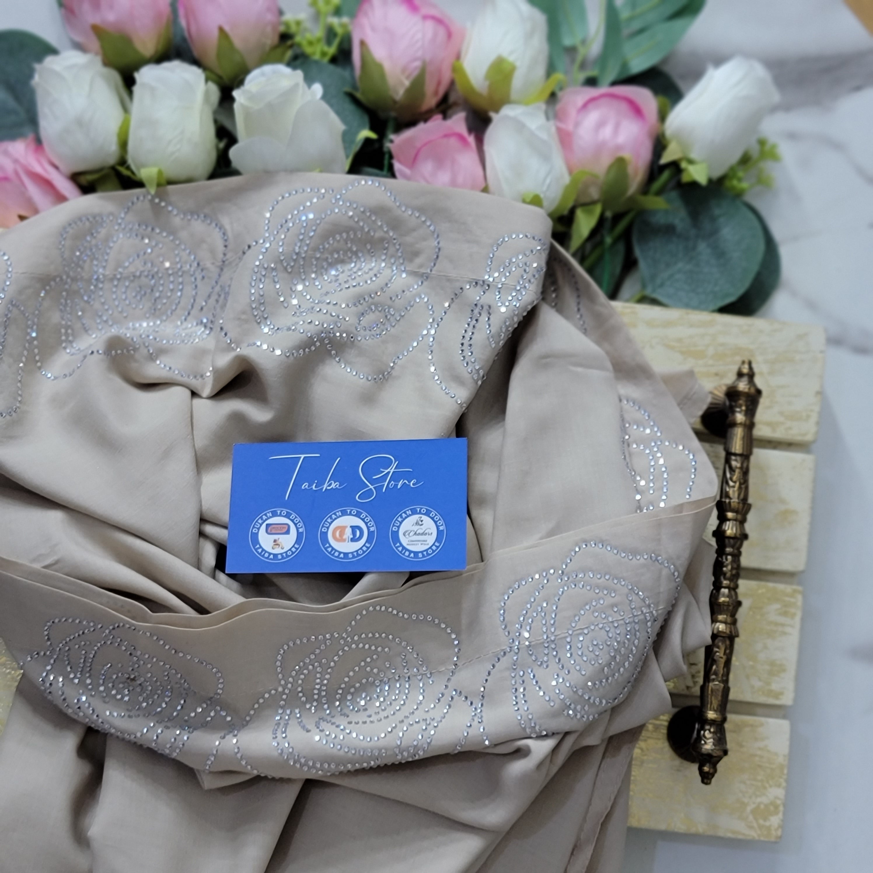 Rose Stone Work Chadar – Swiss Lawn Fabric