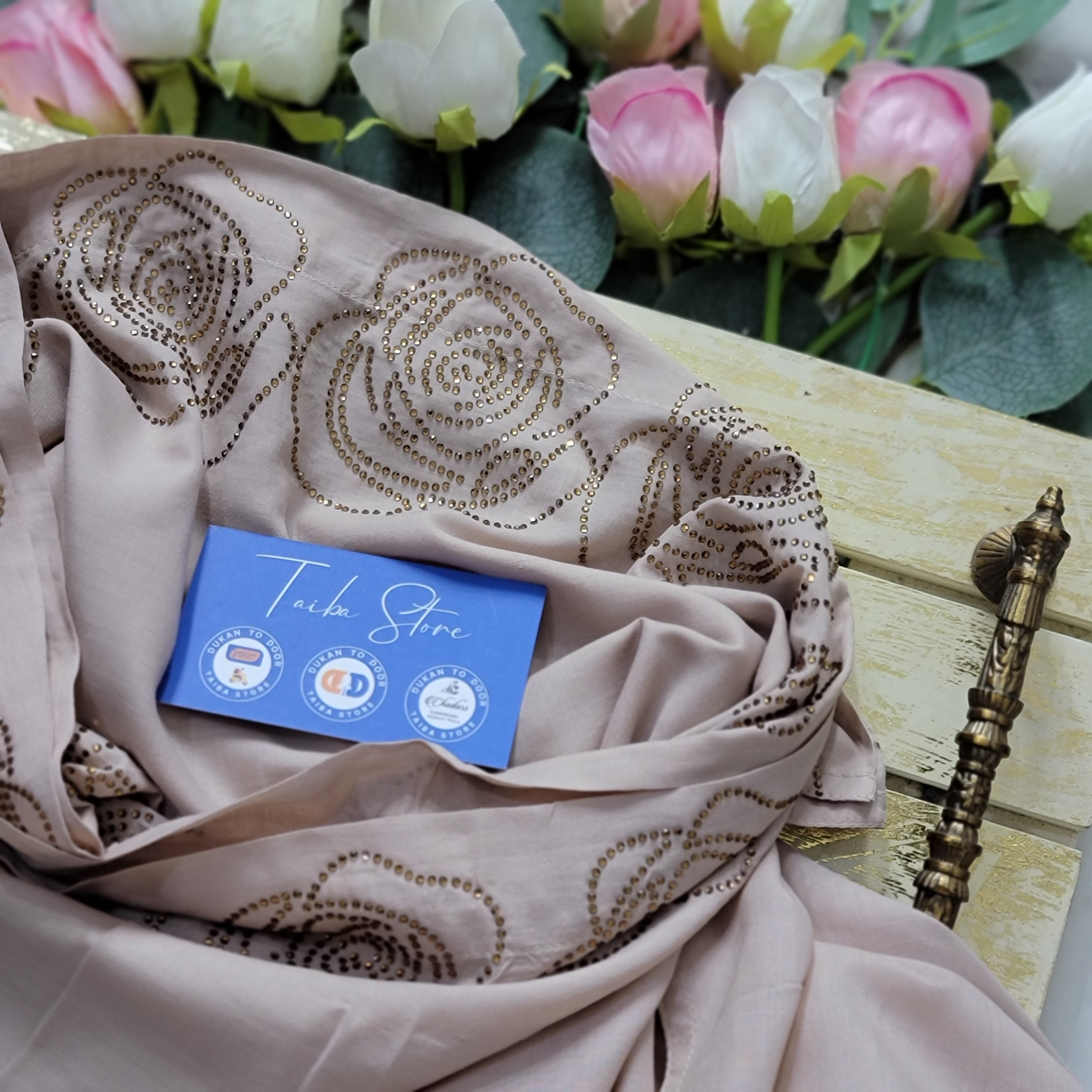 Rose Stone Work Chadar – Swiss Lawn Fabric