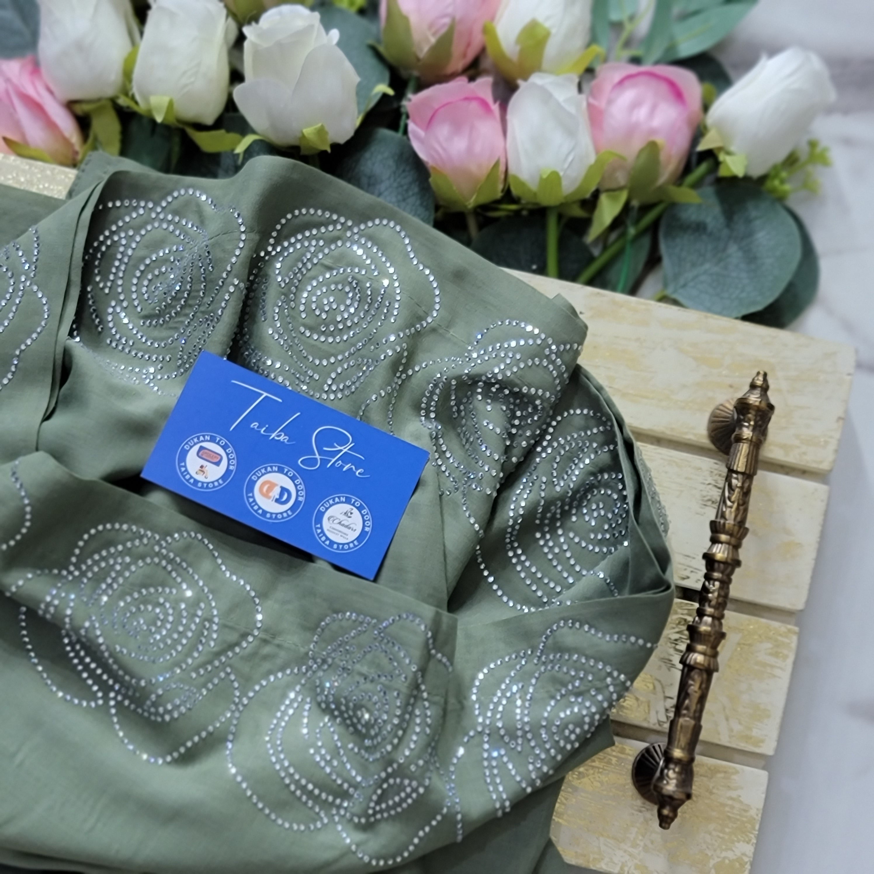 Rose Stone Work Chadar – Swiss Lawn Fabric