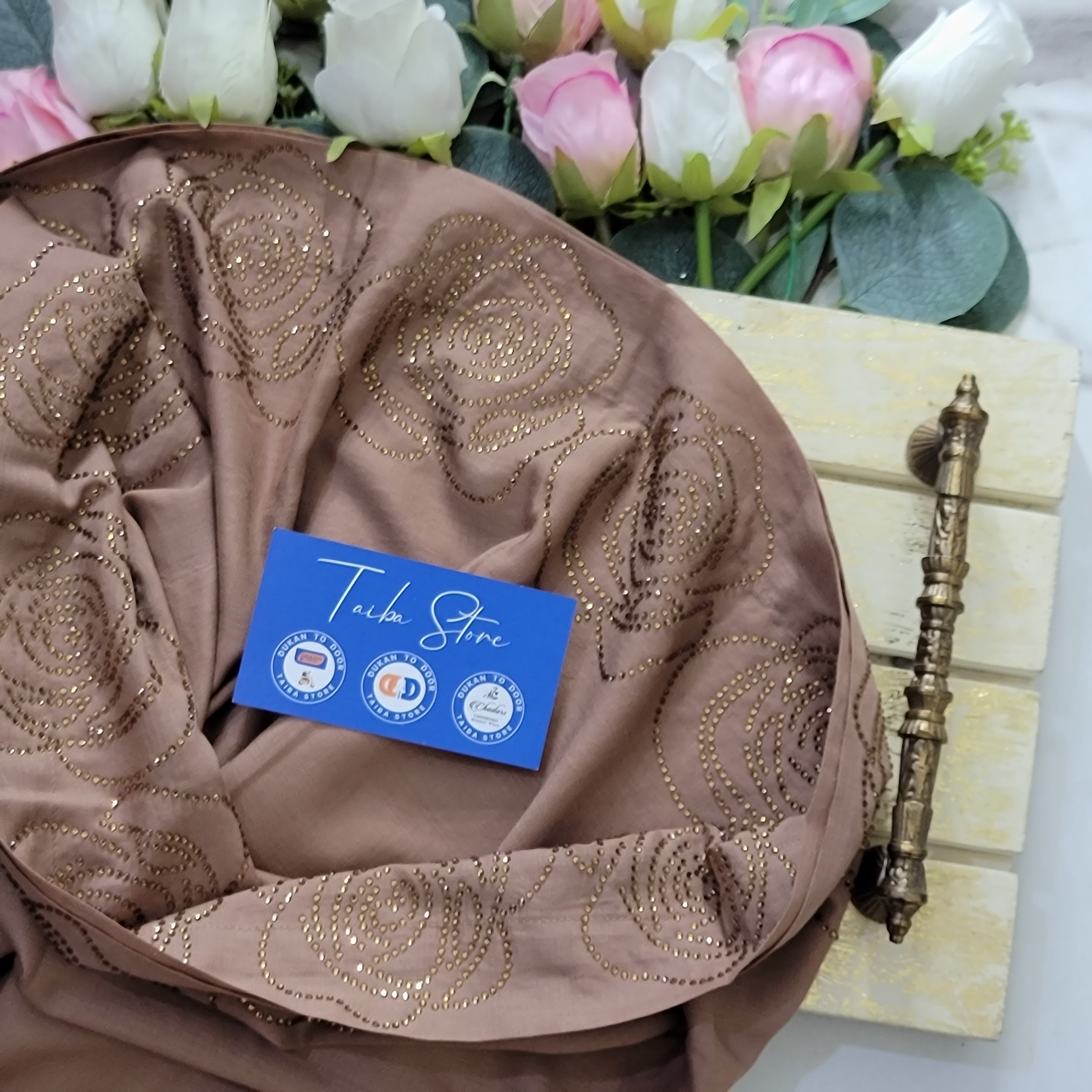 Rose Stone Work Chadar – Swiss Lawn Fabric