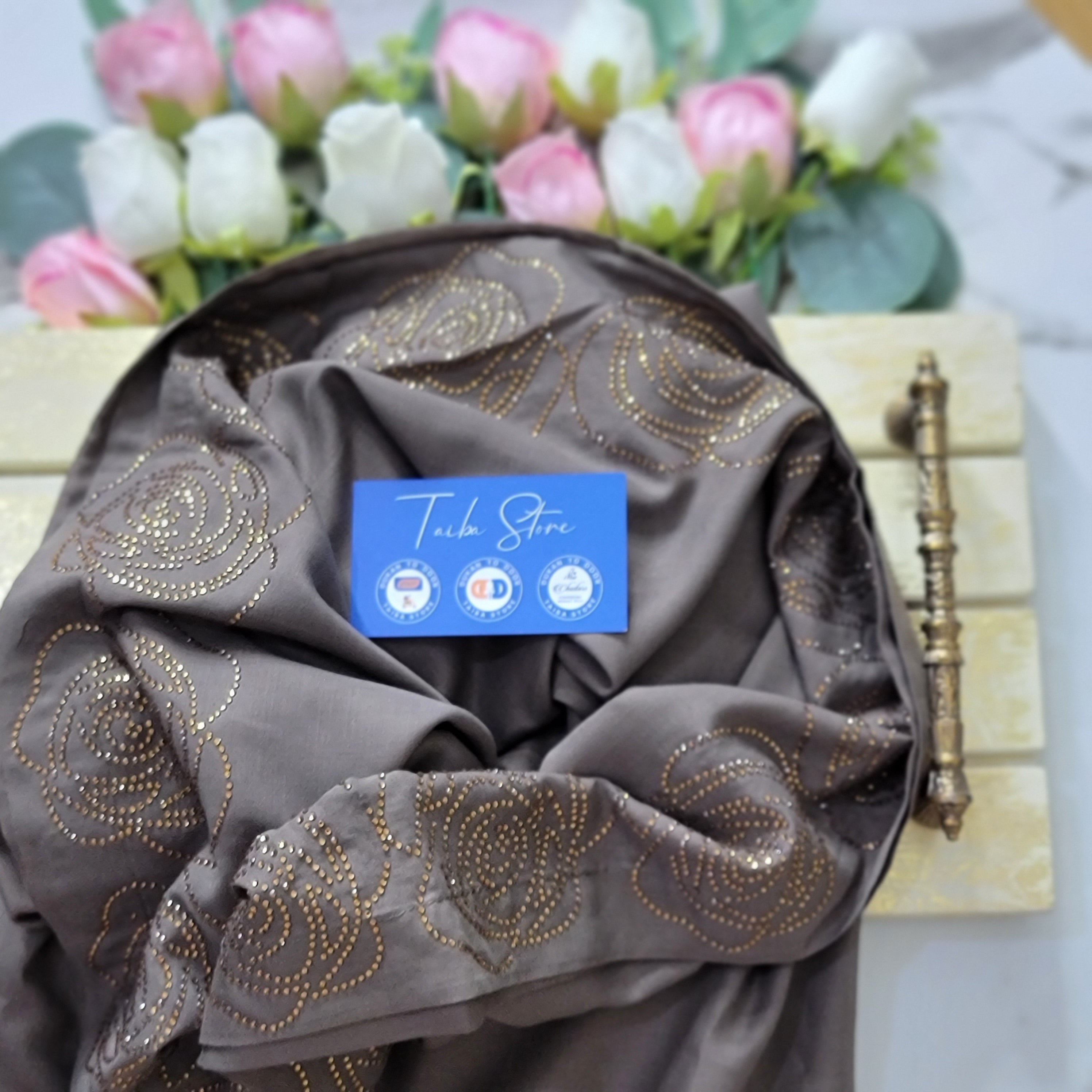 Rose Stone Work Chadar – Swiss Lawn Fabric