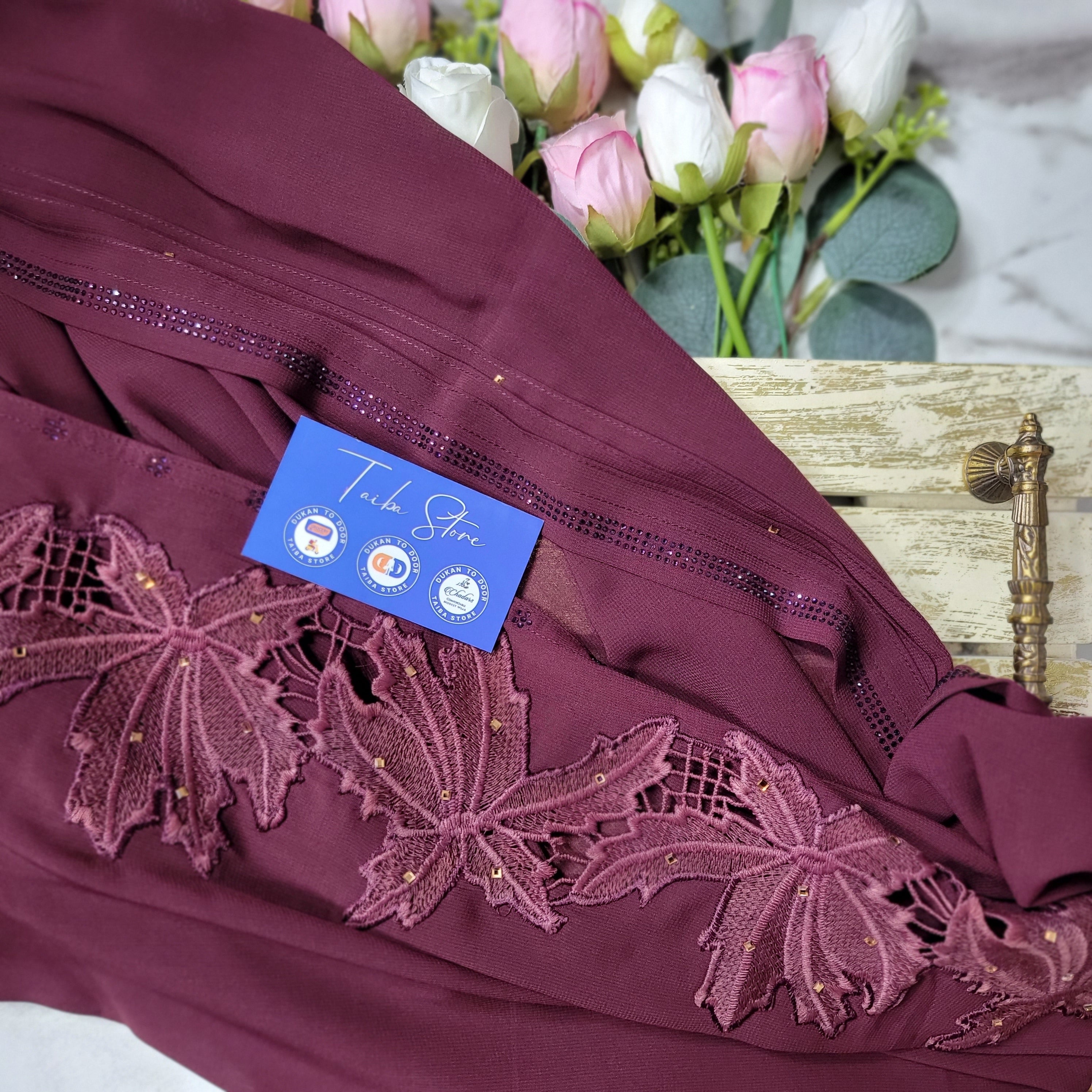 Maroon Leaf Applique