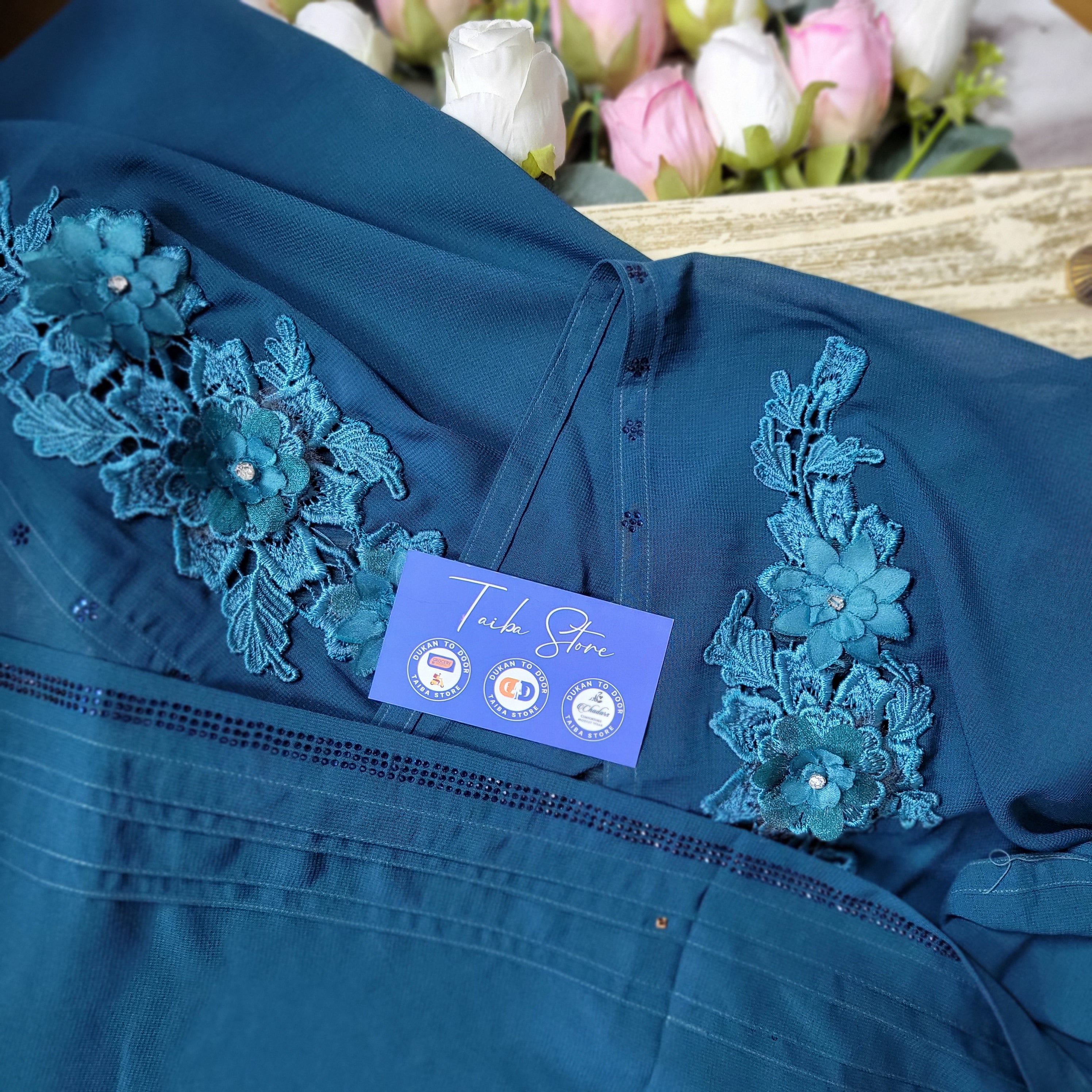 Teal Blossom Applique