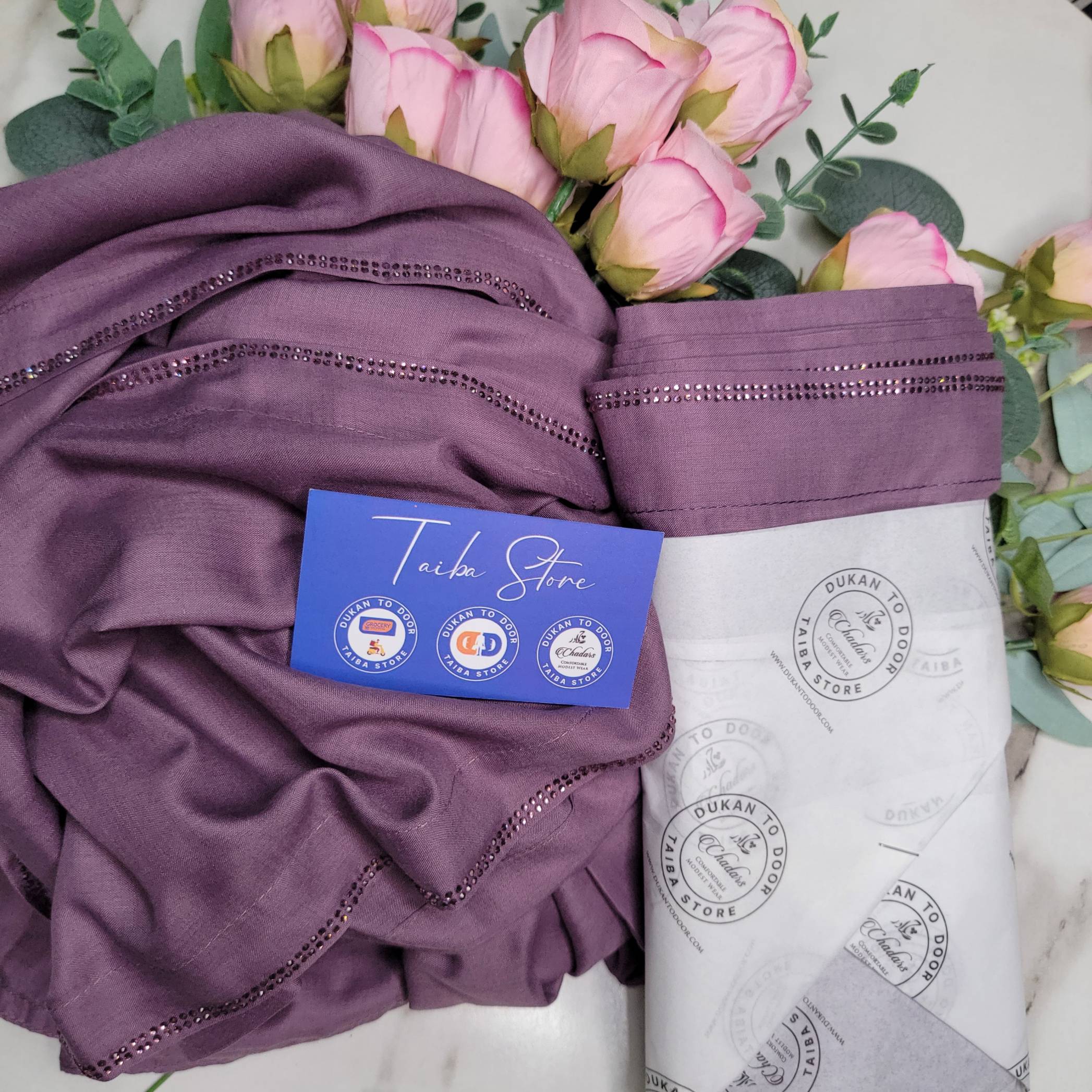 Swiss Lawn tea pink chadar with StoneLine border – lightweight breathable modest wear