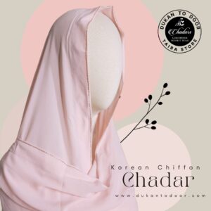 Korean Chiffon Chadar in Pink with Double Stone Line Border