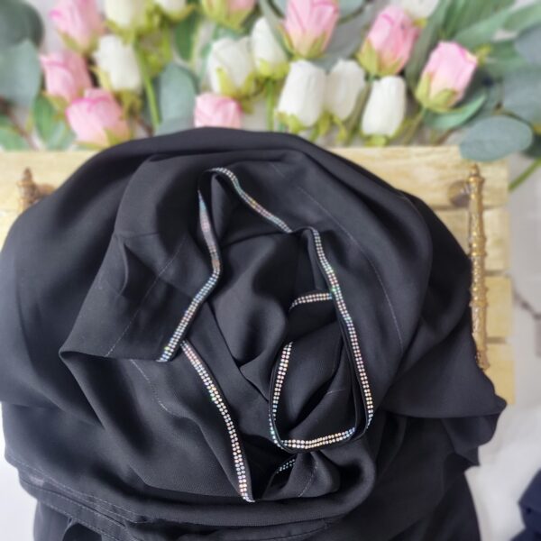 Korean Chiffon Chadar Black with Multistone work