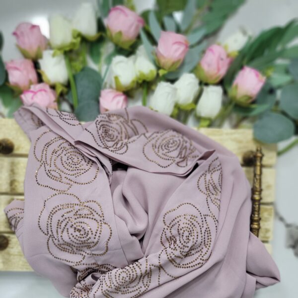 Korean Chiffon Chadar Floral Stone Work